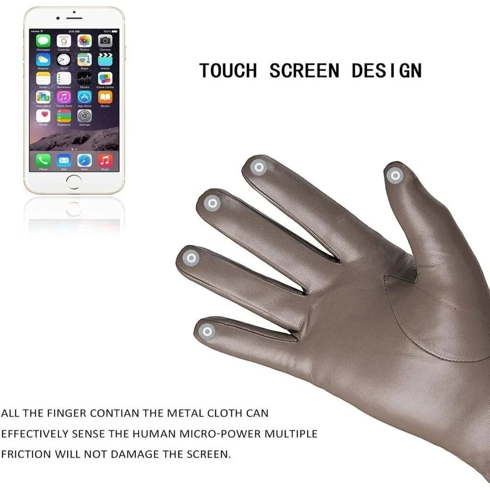 Women's Wool Fleece Lined Warm Gloves Touchscreen Texting Thick Driving Khaki